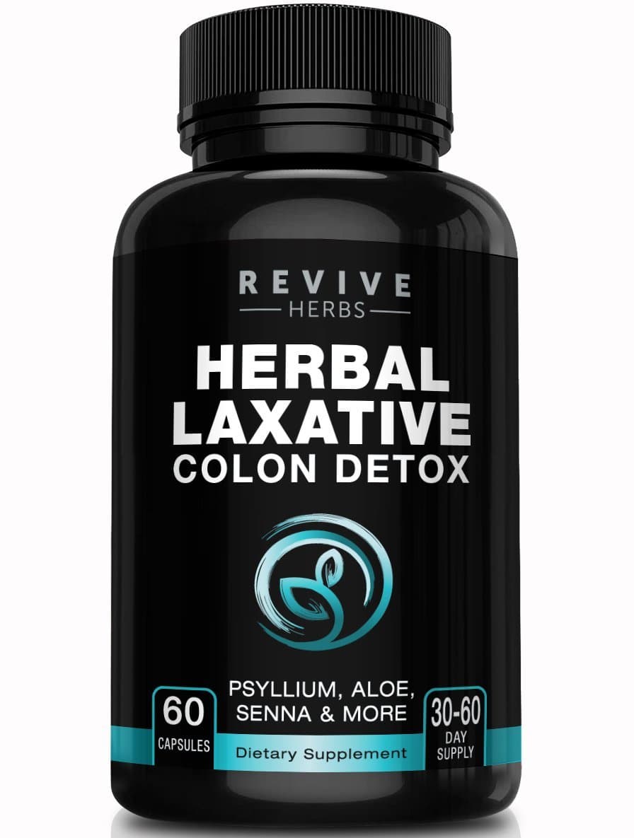 Herbal Laxative with Colon Cleanse & Detox Program - Includes Psyllium Husks Powder, Cascara Sagrada Bark Extract, Senna Leaf Extract, Flaxseed Powder, Lactobacillus acidophilus, Aloe Vera Leaf