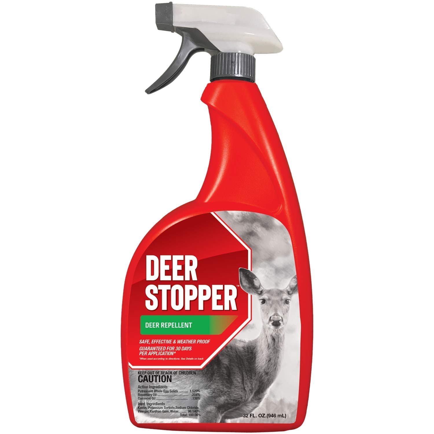 Liquid Animal Stopper Repellent, All Natural, Effective All Year Round, Safe for People and Pets, No Harsh Chemicals, Ready to Use, Deer & Moose Repellent - 32 oz. Trigger