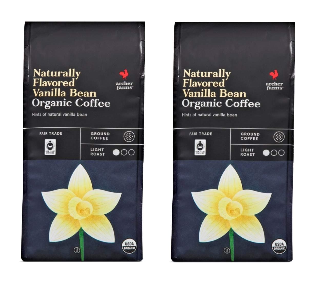 Archer Farms Organic Vanilla Bean Ground Coffee - Pack of 2 Bags - 10 oz Each - Light Roast (Organic Vanilla Bean, 2 Bags Total)