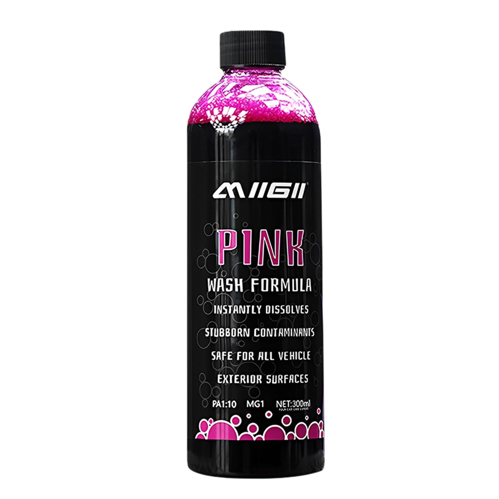 MIIGII Pre-Wash Solution Car Wash Soap - Pink Foam Car Shampoo - Powerful Formula Penetrates and Breaks Down Tree Sap, Bird Droppings & Tough Stains - Works on RVs, Trucks, Cars & More - 300ml (10oz)