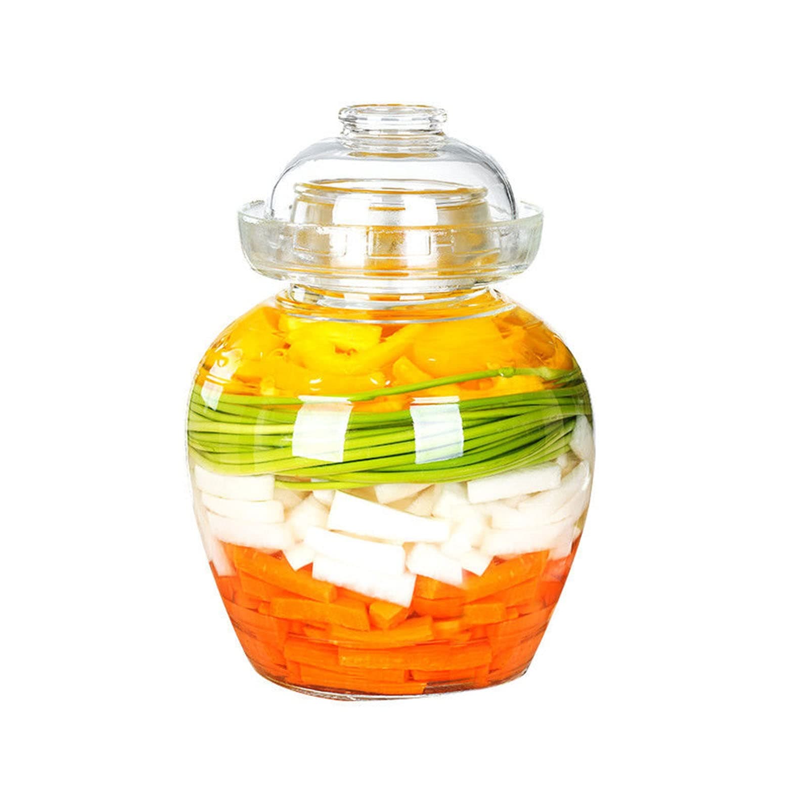 Glass Jar with Lid Fermentation Jar, 1.5L Traditional Fermenting Kit Crock with Water Seal Airlock Lid, Pickle Jar for Pickles Kimchi, Sauerkraut, Wine Brewing Kombuch (16x20cm)