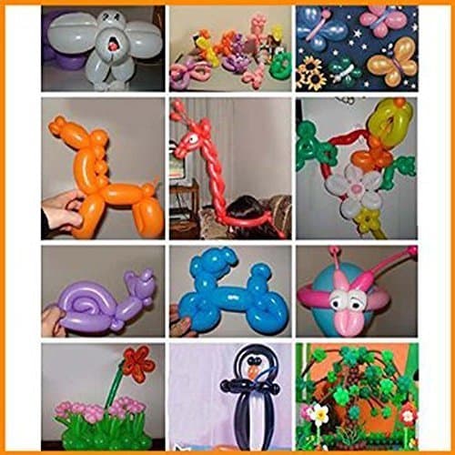 Pack of 200pcs Assorted Color Twisting Balloons Balloon Animal with 2 Rolls of 10m Curling Ribbon and 1 Air Pump (Twisting)
