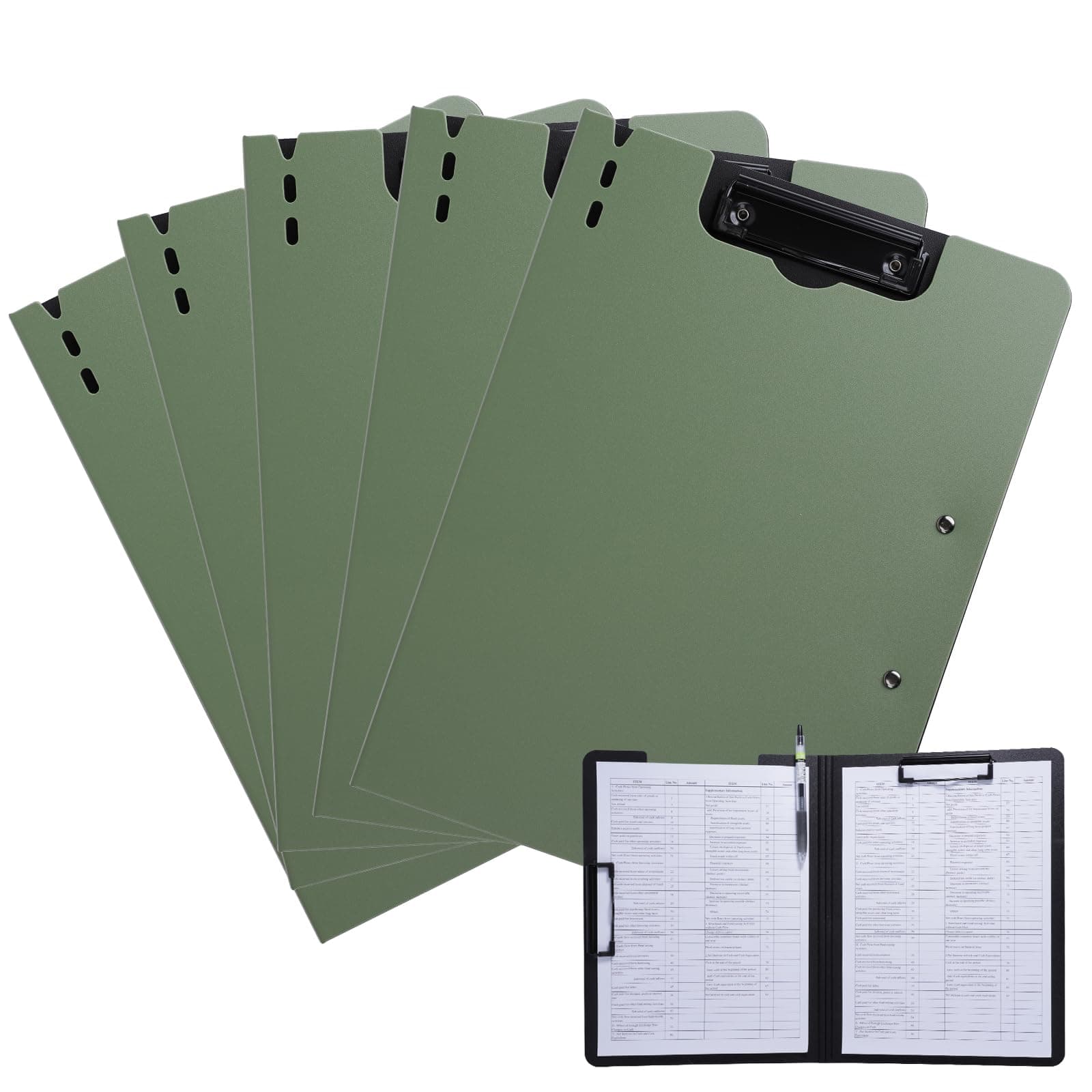 5 Pcs Green Clipboard Folder