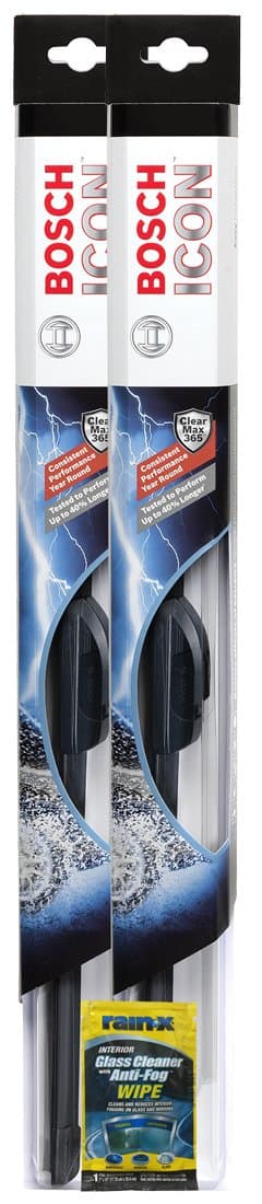 BOSCH 19" ICON Wiper Blade Bundle with Rain-X Glass Cleaner Wipe (3 Items)