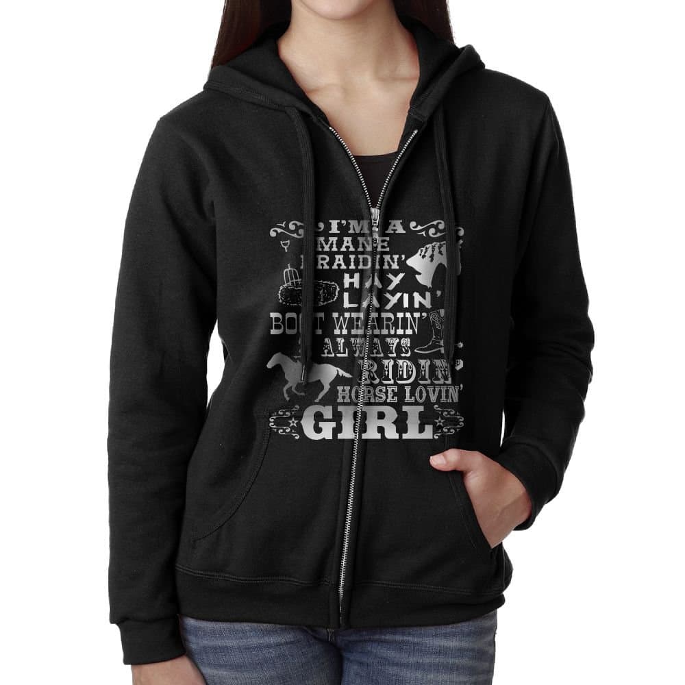 Horse Loving Girl Horseback Riding Poem100% Cotton Womens Full Zip Hoodies With Pockets Fleece Sweatshirts