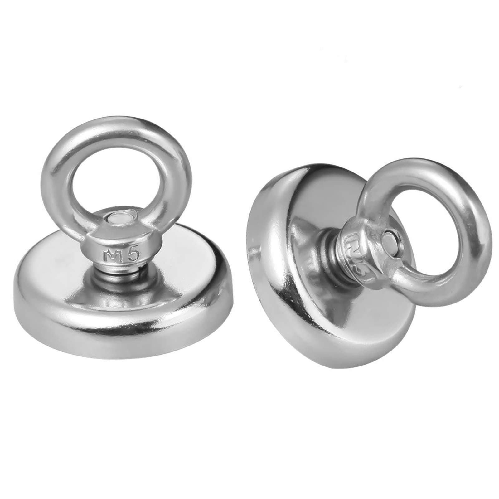 Wukong 1.26''D X 1.38''H Strong Permanent Rare Earth Magnets,65 LBS(30 KG) Pulling Forces Powerful Heavy Duty Neodymium Magnetic Hooks with Eyebolt for Multi-Use(2 Packs)