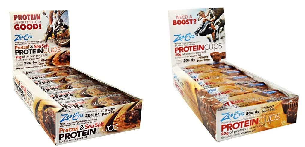 ZenEvo Chocolate Protein Cups Variety Pack - High Protein/Low Carb/Low Sugar/Gluten-Free - 12 Chocolate Peanut Butter & 12 Pretzel Sea Salt