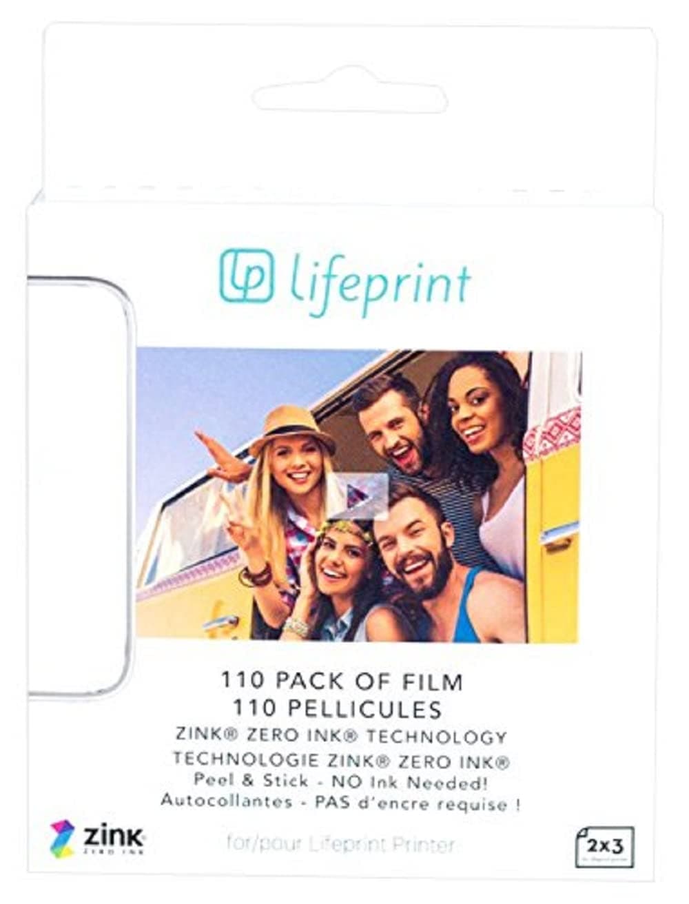 Lifeprint Papier photo 110 - Photo Paper, Photo Printing Paper 7.6 x 5 cm, Innovative Ecological ZINK Technology, Adhesive Face, Ink-free Printing - 110 Units