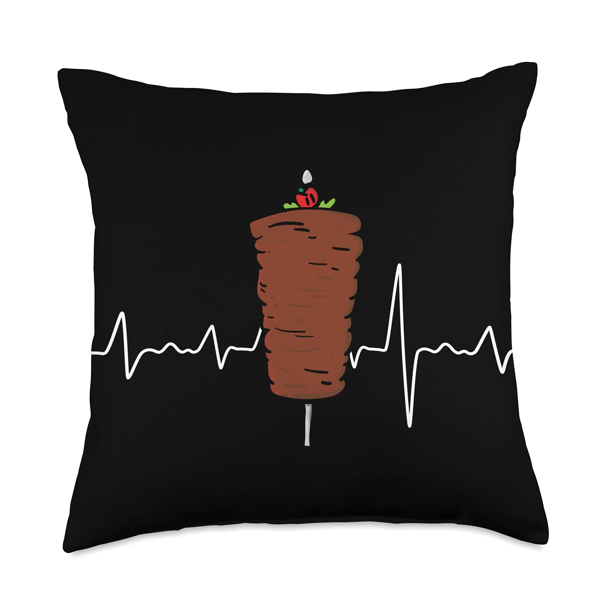 Döner Puls Heartbeat for German Kebab Food Fans Throw Pillow, 18x18, Multicolor