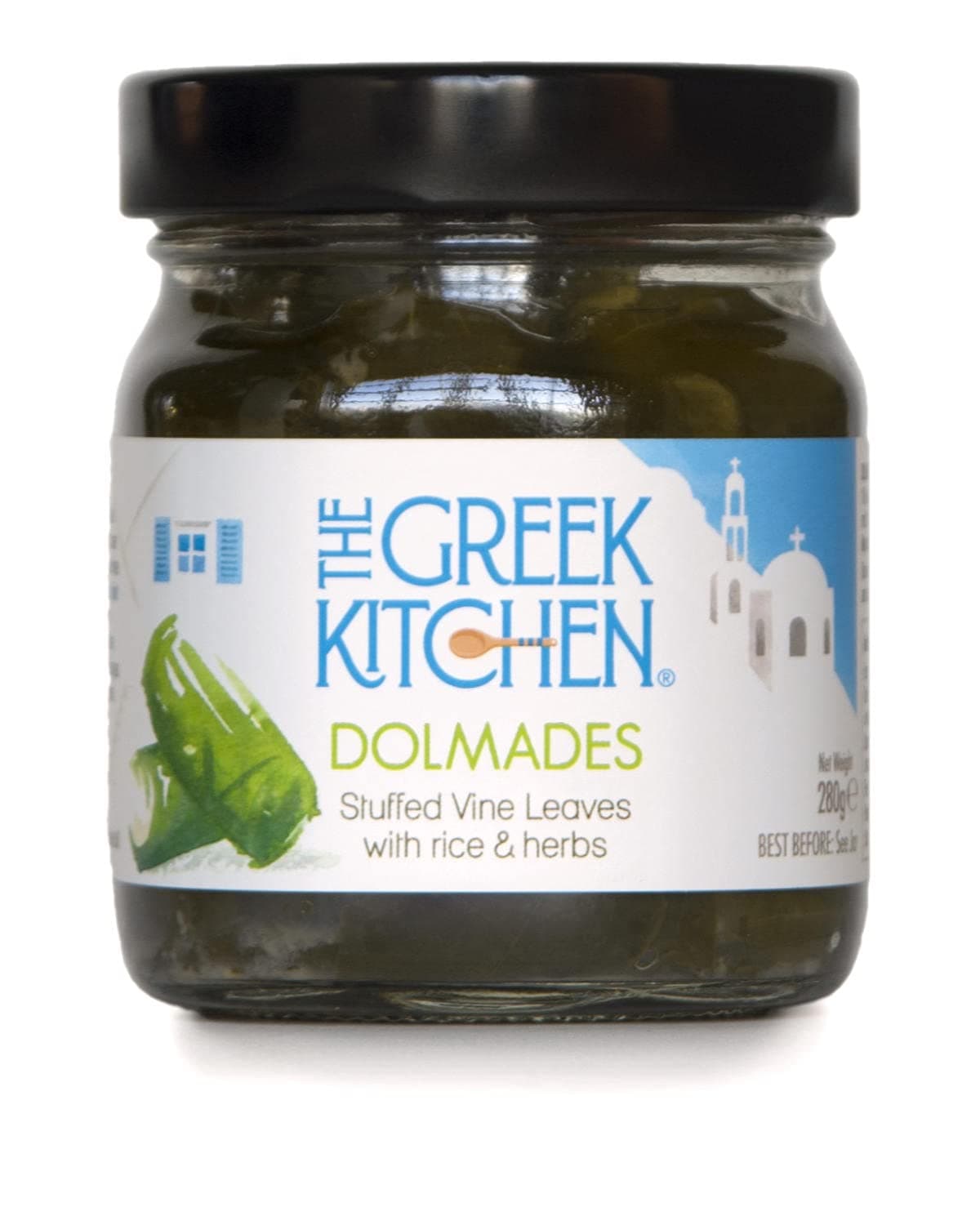 The Greek Kitchen Dolmades, Hand Rolled Vine Leaves Stuffed with Rice & Herbs 280g, Green
