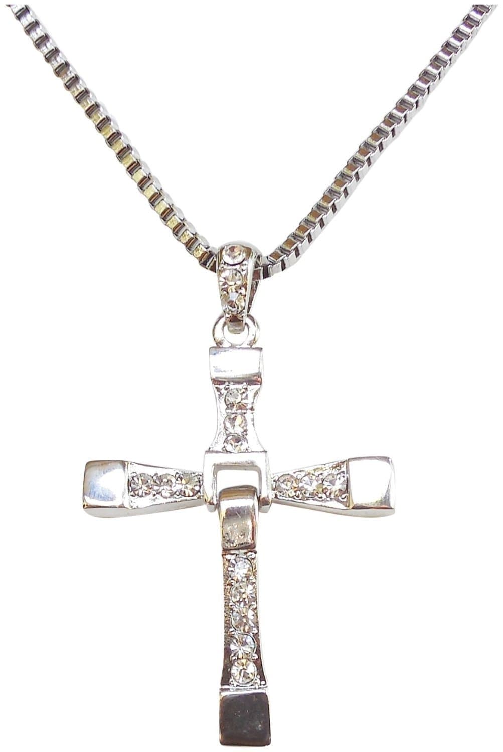 Ricki's Gifts Fast Five Inspired Dominic Torreto Style Silver Tone Cross Necklace - Vin Diesel Cross