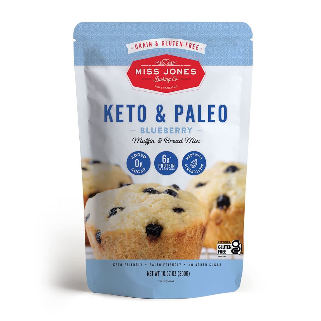 Keto Blueberry Muffin Mix - Gluten Free, Low Carb, No Sugar Added, Naturally Sweetened Desserts & Treats - Diabetic, Atkins, WW, and Paleo Friendly (Pack of 1)