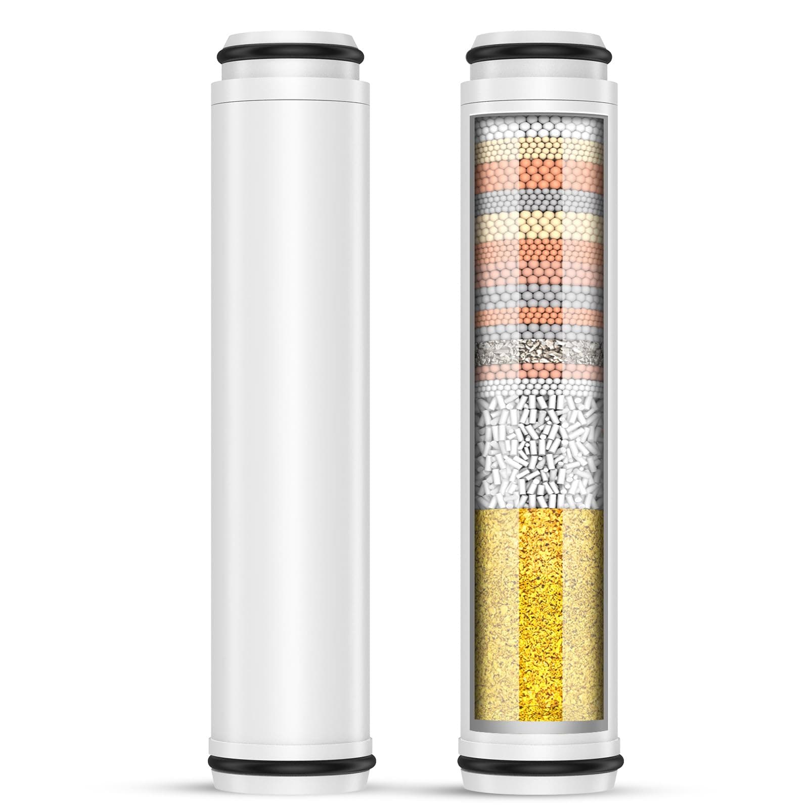 FEELSO Shower Filter for Handheld Shower Head, 2 Pack 15 Stage Replacement Filters for Hard Water Remove Chlorine and Harmful Substances