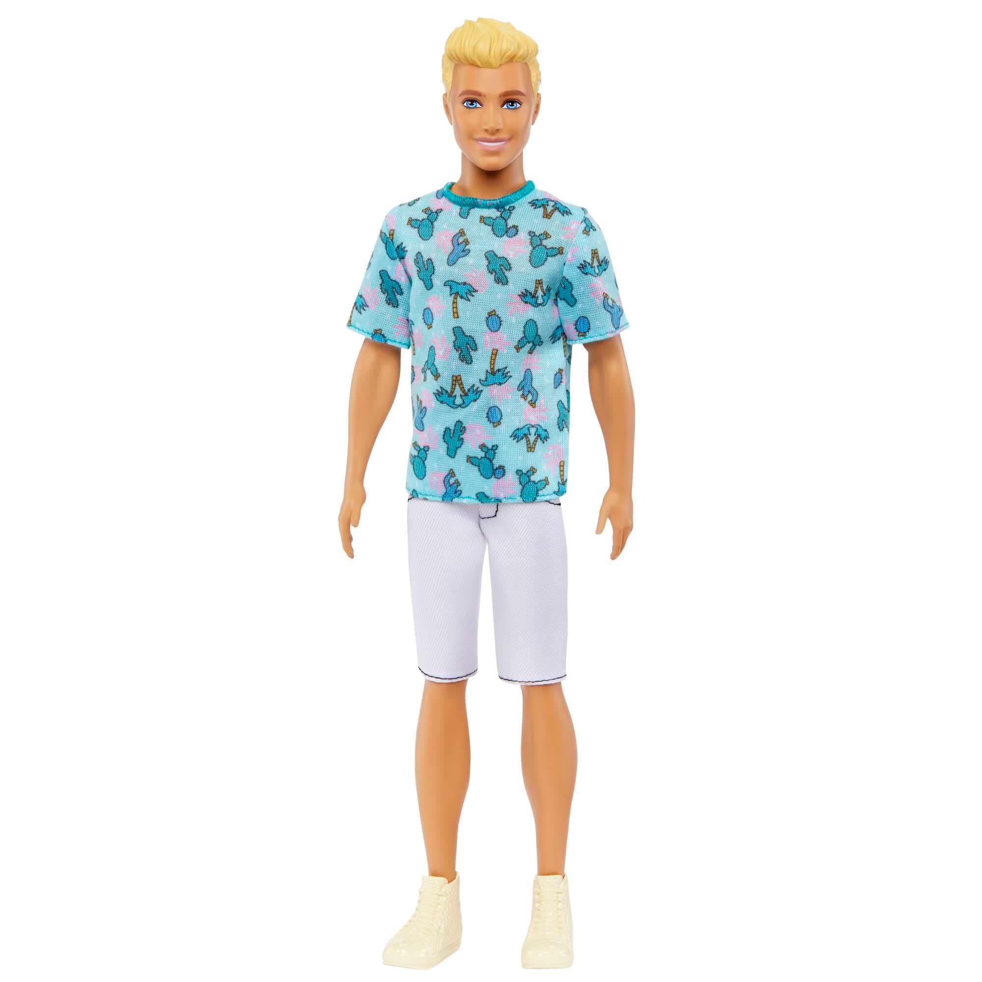 Barbie Ken Fashionistas Doll #211 with Blond Hair, Wearing Cactus Tee and White Shorts with Sneakers, HJT10