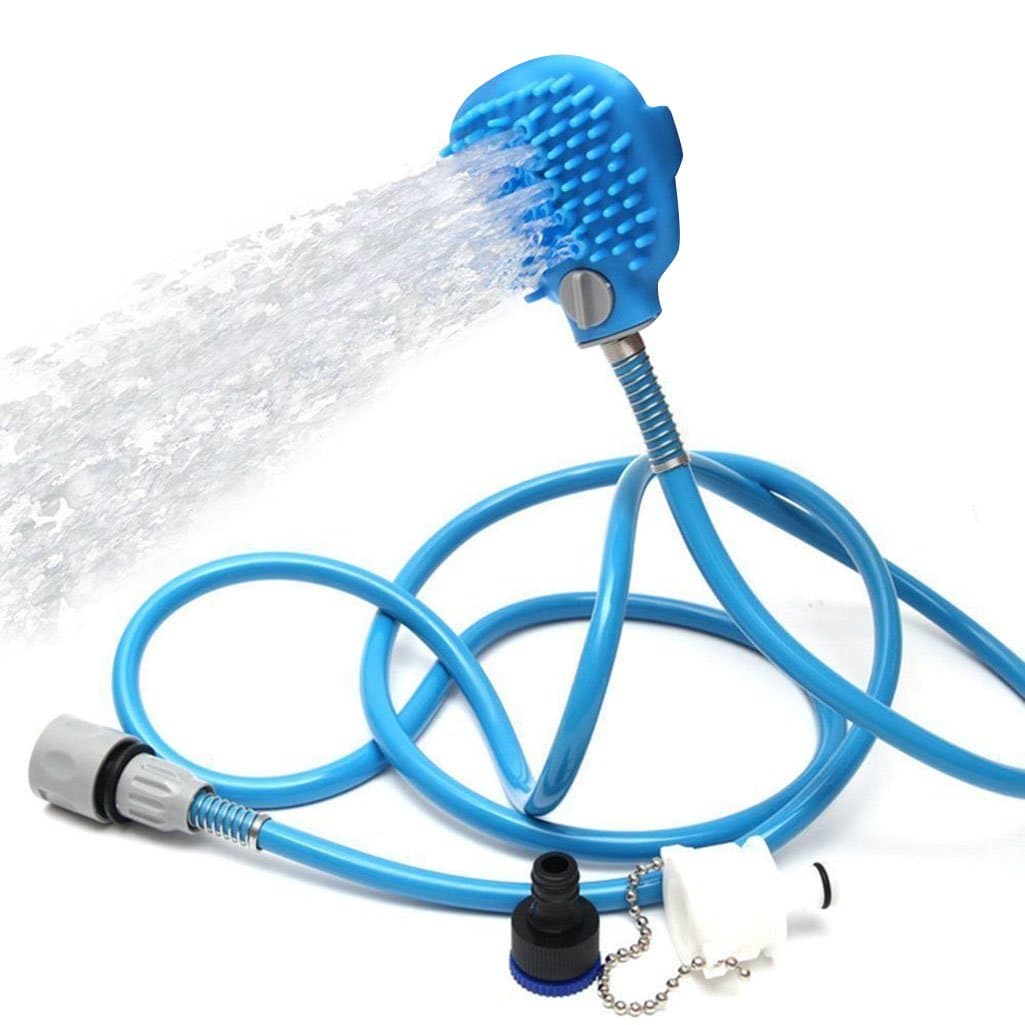 Moonsteps Pet Bathing Grooming Tool, Scrubbing Shower Head Attachment for Dogs, Horses, Other Animals, Indoor Faucet, Shower, and Garden Hose Compatible