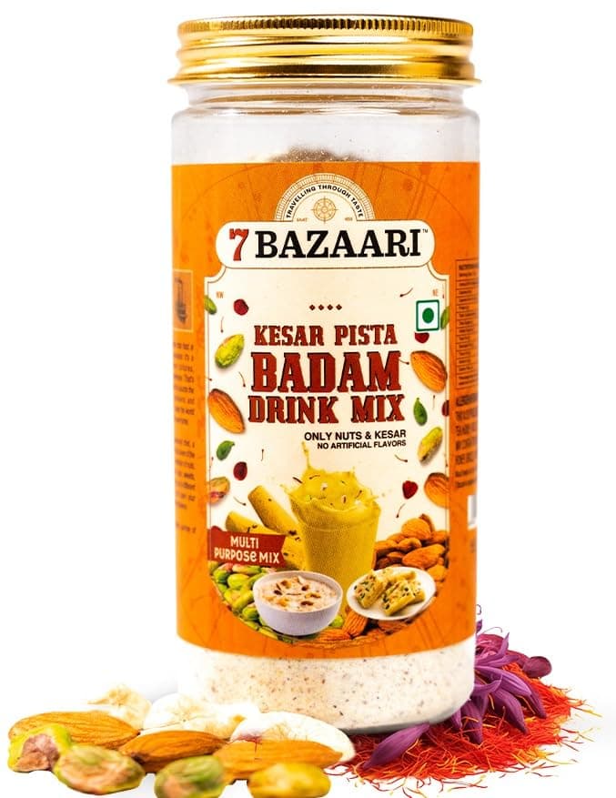 Kesar Pista Badam Milk Mix Powder 225g | Premium Badam Powder with Kesar, Pista & Spices | Ideal for Kids & Adults | No Artificial Flavours (Pack of 1)