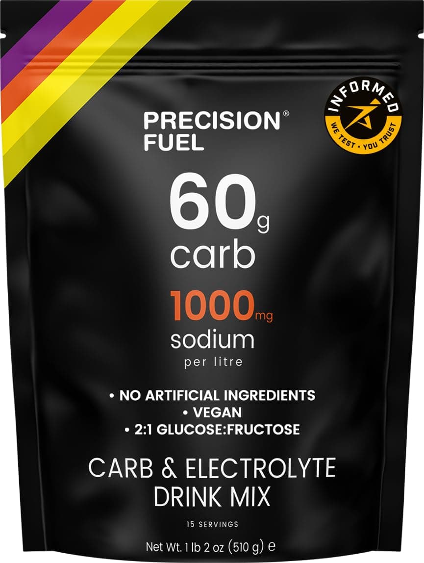 Precision Fuel Carb & Electrolytes Powder Drink Mix - High-Performance Energy Drink, 60g Carbs & 1000mg Sodium per Liter, Vegan, Citrus Flavor - for Intense Workouts & Endurance Sports (1-Pack)