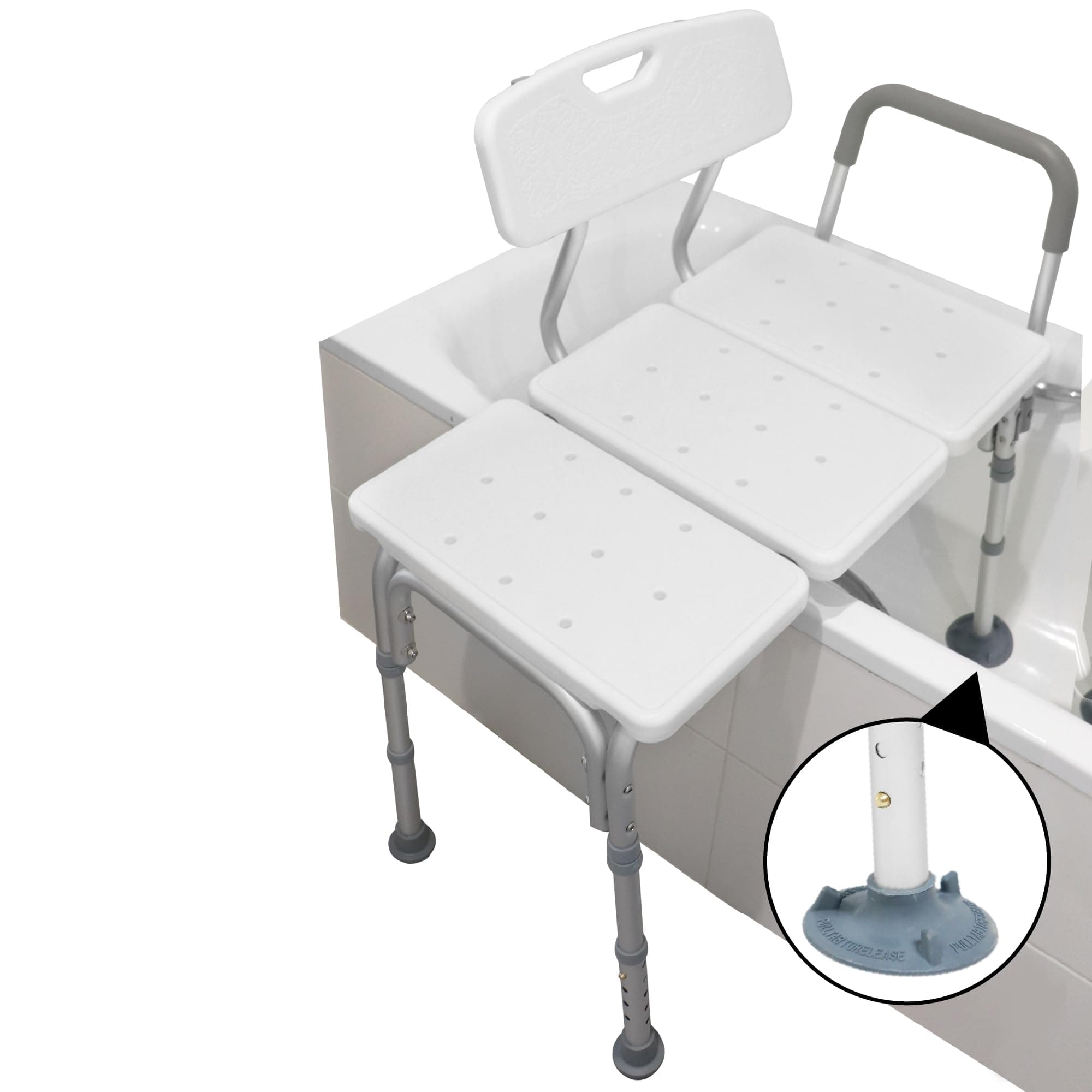 PEPE - Bath Transfer Bench for Disabled with Padded Armrest, Adjustable Bathtub Seat for Elderly, Non Slip Bath Chair for Adults, Shower Chair for Bathtub, Bathroom Seat for Bathtub, Wide Bath Bench.