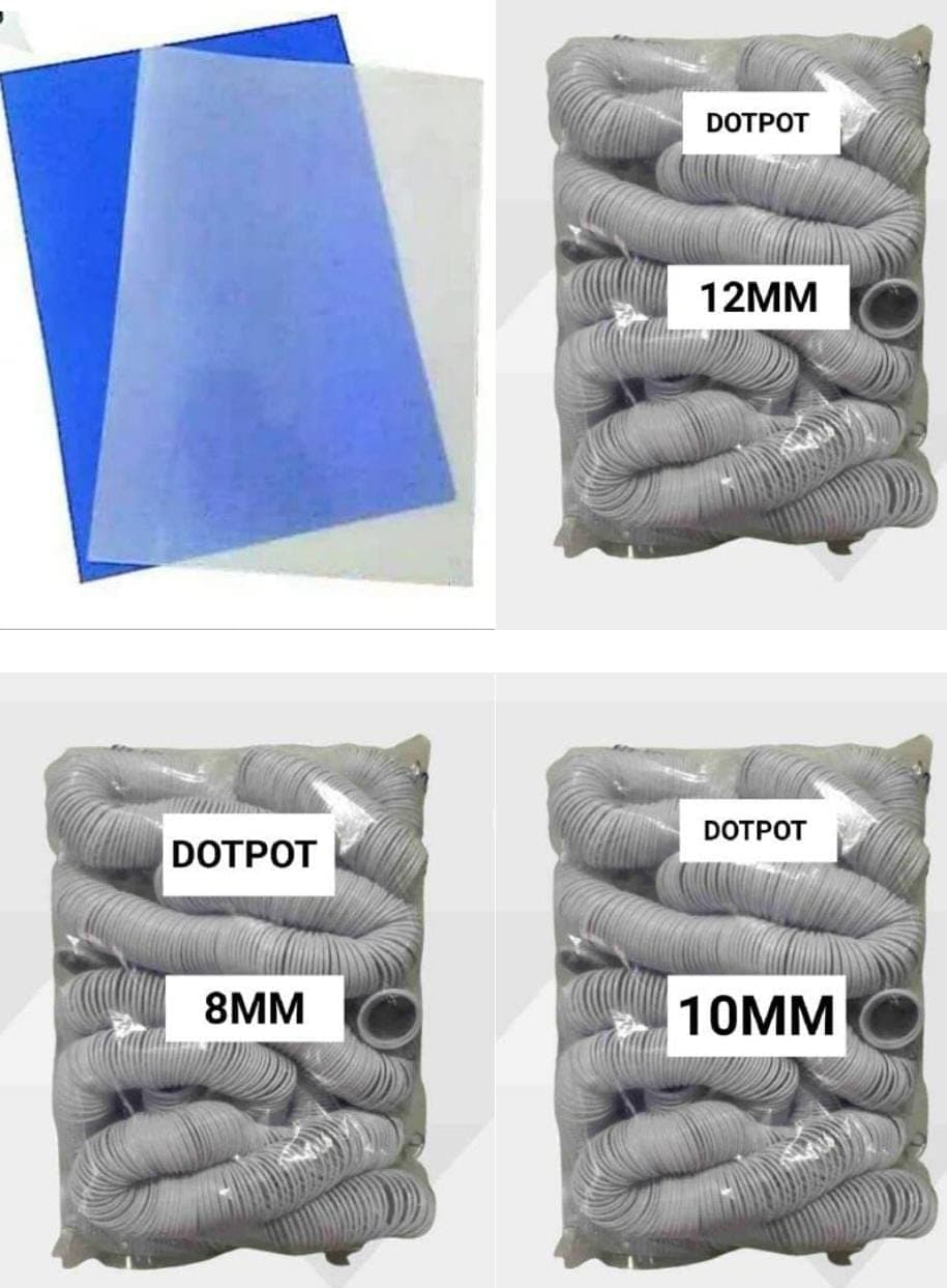 Dotpot Combo Pack for A/4 Spiral Binding Sheet 2 Packet with Spiral Binding White Ring 3 Packet(Ring Size 8mm, 10mm,12mm)-2Kg