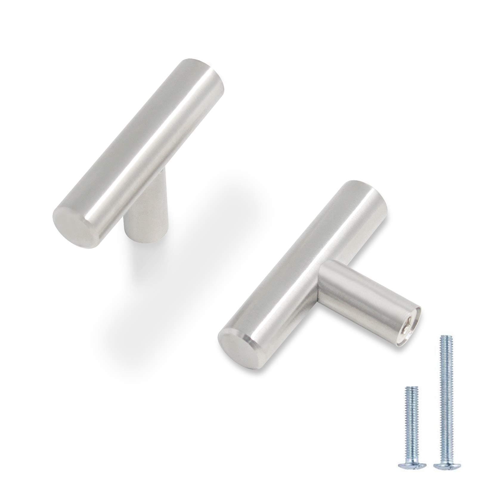 5 Pack Cabinet Knobs Brushed Nickel, Modern T Cabinet Knobs Stainless Steel Knobs for Drawer Single Hole Handle Pulls for Cabinet Kitchen Cupboard Handles Euro Style Kitchen Cabinet Hardware