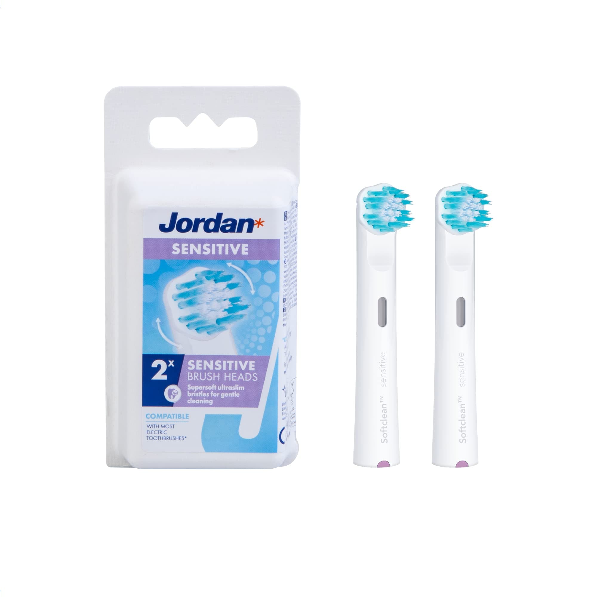 Jordan Sensitive Electric Toothbrush Heads with Extra Gentle Cleaning Oral B Compatible 2 Pack