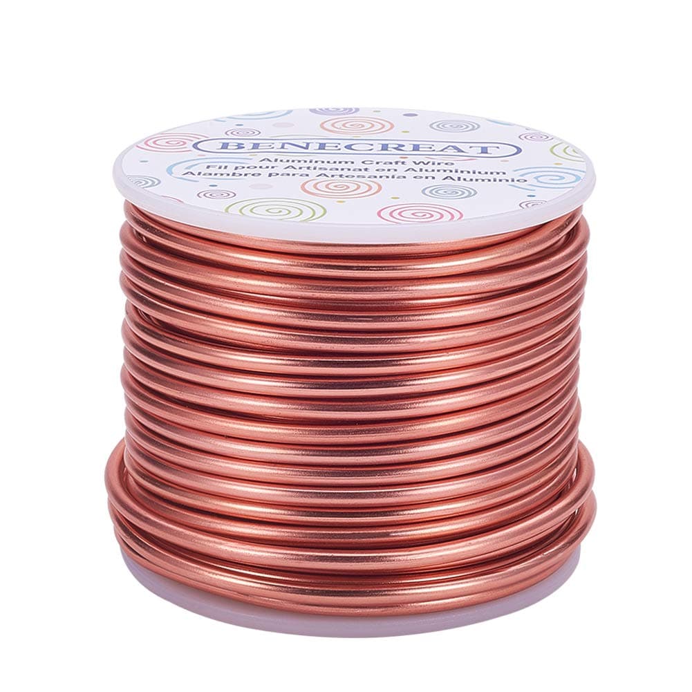 BENECREAT 9 Gauge Jewelry Craft Aluminum Wire 55 Feet Bendable Metal Sculpting Wire for Craft Floral Model Skeleton Making (Copper, 3mm)