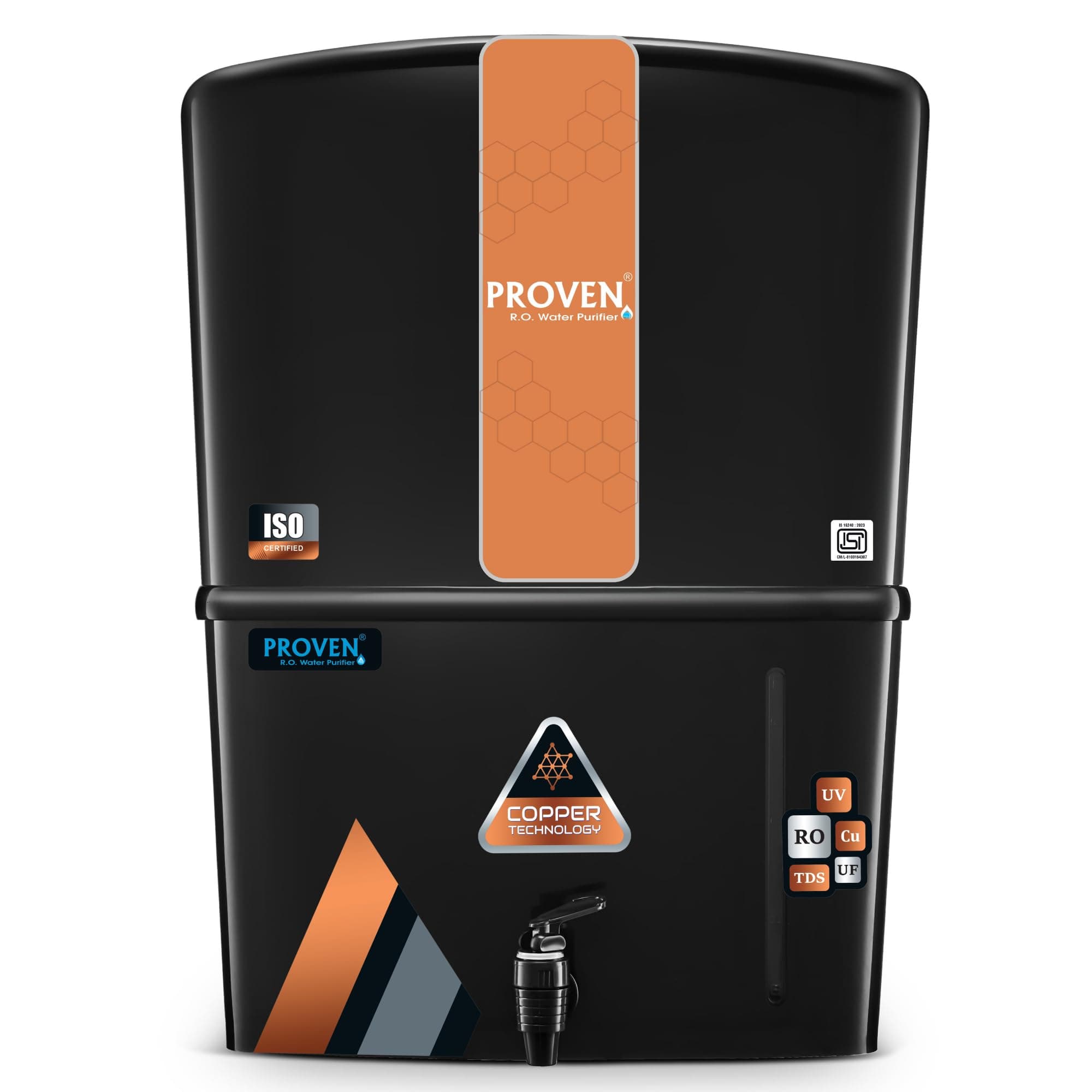 Curvv RO+UV+UF Water Purifier for Home – 12L Storage | Copper Technology | TDS Adjuster | Ideal for Borewell & Hard water | ISI Certified | 1-Year Warranty | Free Prefilter (Black Copper)