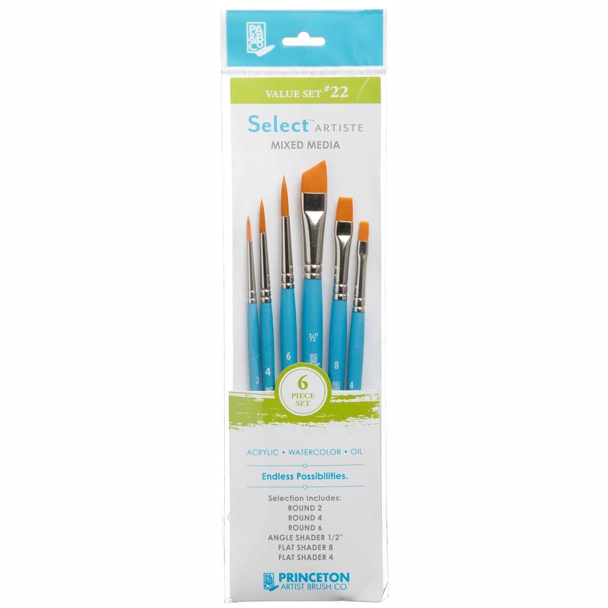 Princeton Select Artiste, Series 3750, Paint Brush for Acrylic, Watercolor and Oil, Set of 7