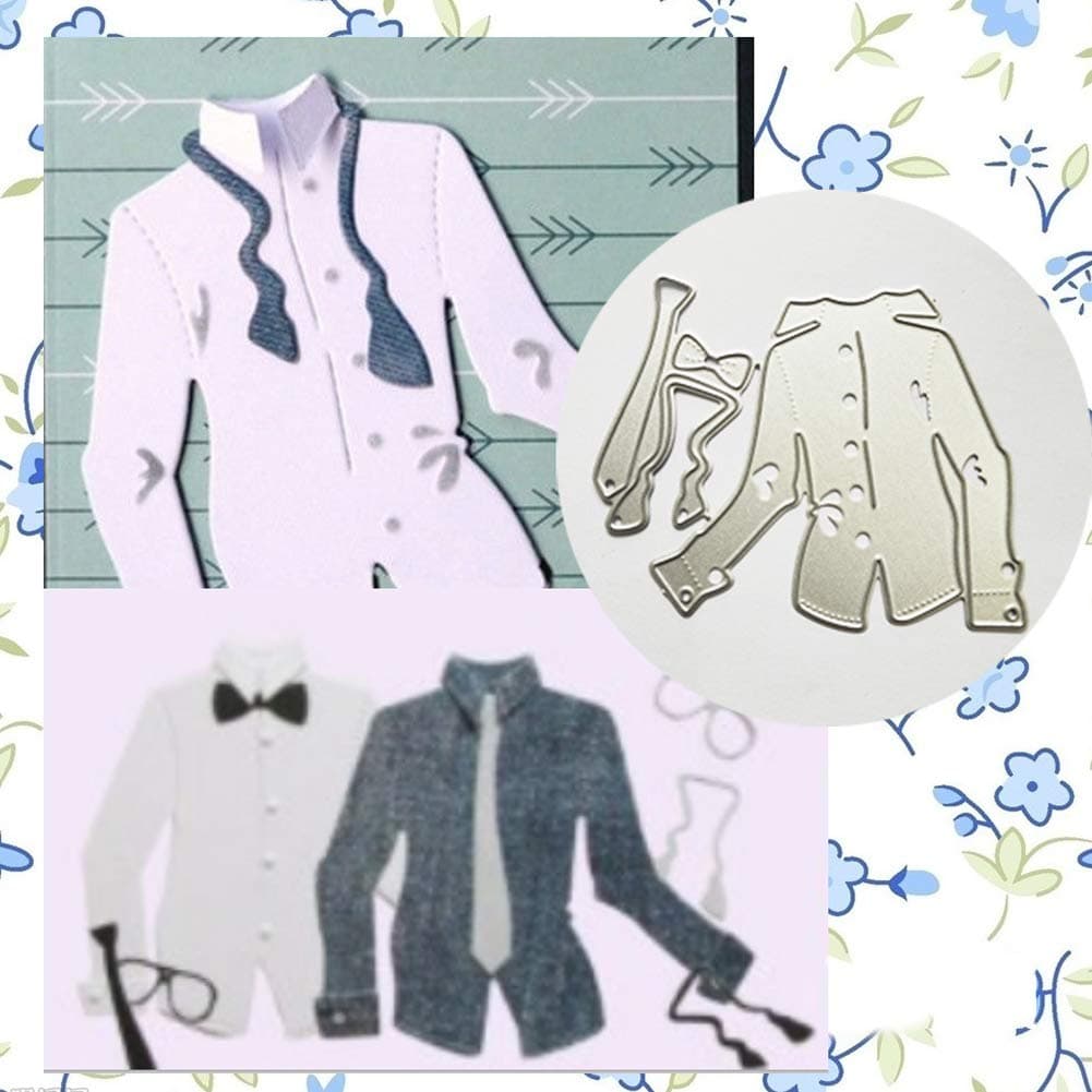 SDLZ9ky Cutting Mold, Men's Shirt Tie Bow Metal Cutting Mold DIY Card Album Mold, Flower Card Mold, Metal Silver