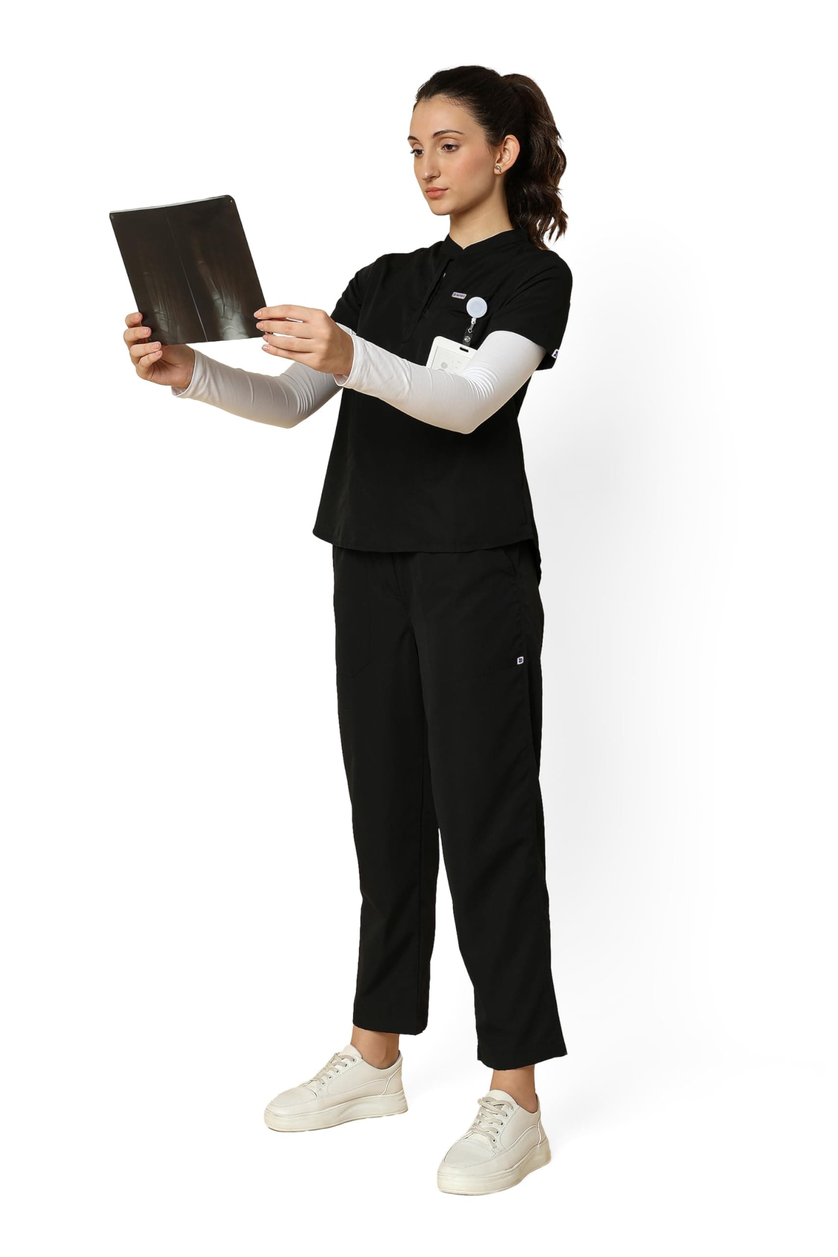 Classic Women's 5-Pocket Mandarin Collar Scrub Suit | Short Sleeves | Athletic Fit | For Doctors