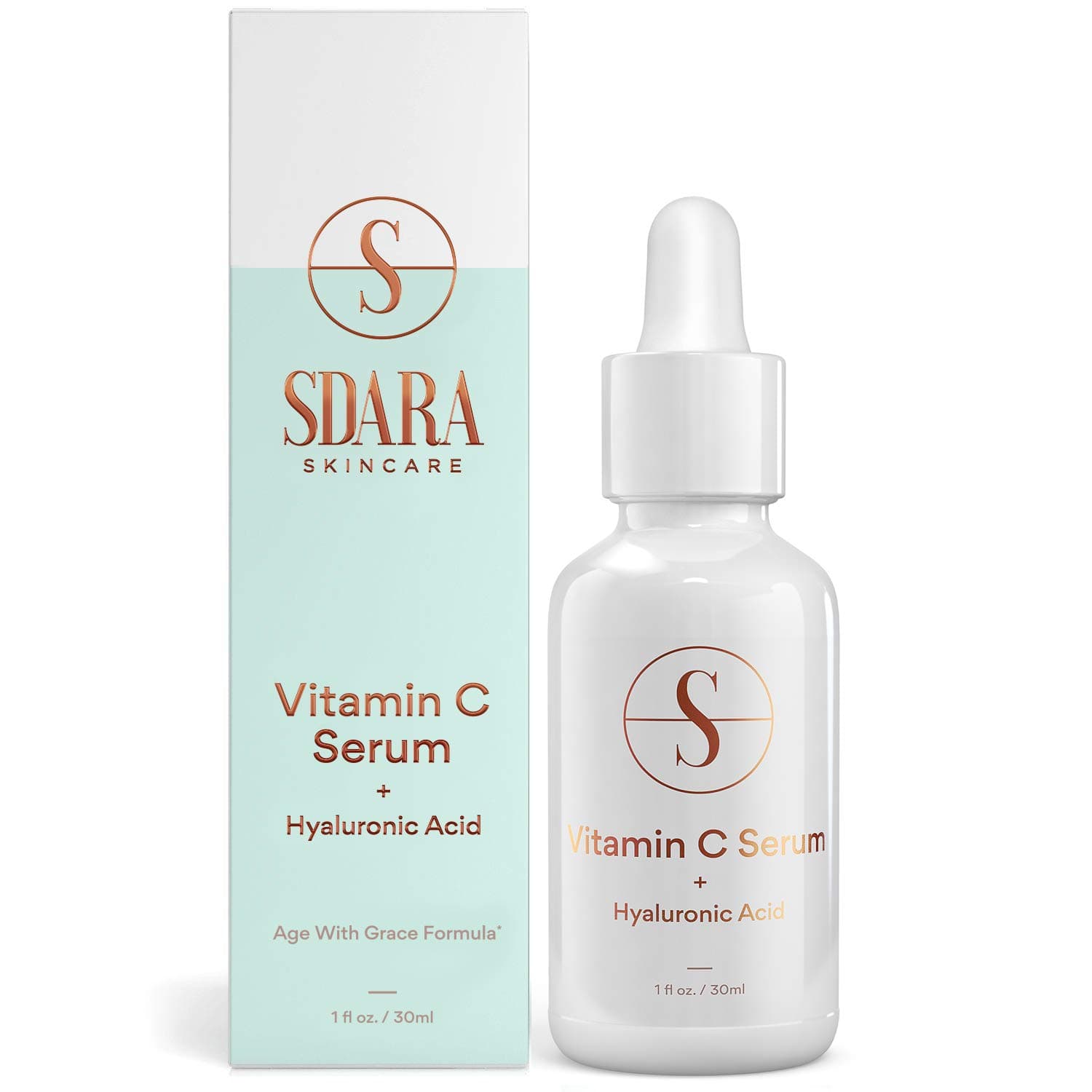 Sdara Skincare Vitamin C Serum for Face with Hyaluronic Acid 5% - 1 fl oz Skin Brightening Face Serum to Reduce the Look of Sun, Age, and Dark Spots