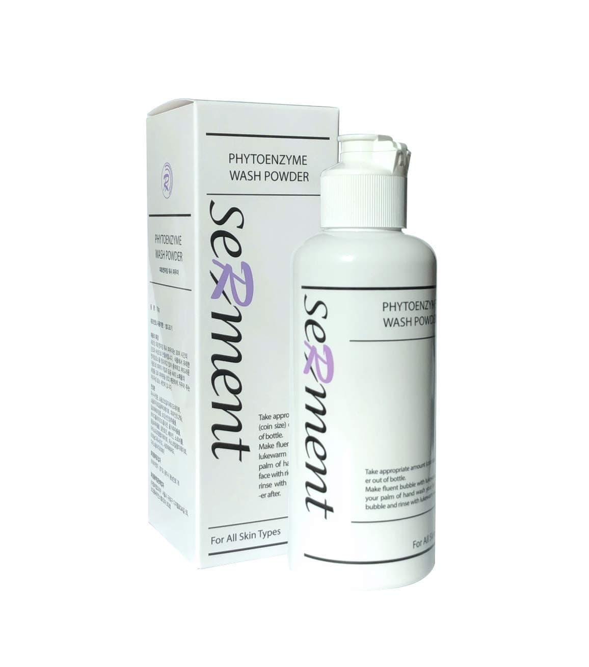 [Serment] Korean Cosmetics Serment Enzyme Acne Face Wash Powder Cleanser, Exfoliation Hypoallergenic cleanser with Collagen Boost, Pore purifying, Vitamin E for Sensitive Skin, Prevent Acne stripping