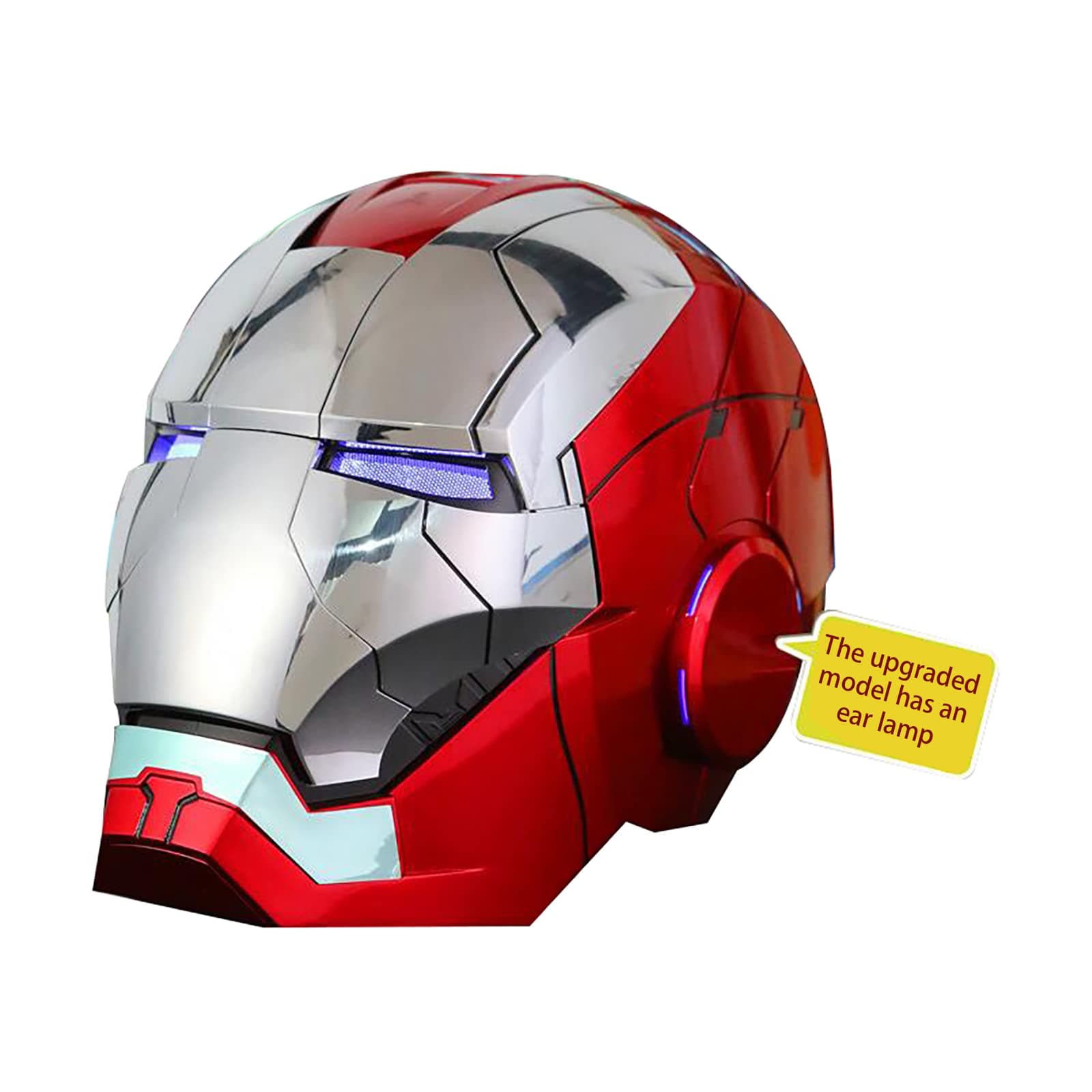 Helmet Electronic Open/Close, 1: 1 Wearable English Voice Control ，The upgraded model has an ear lamp，Helmet Props Halloween Cosplay Props
