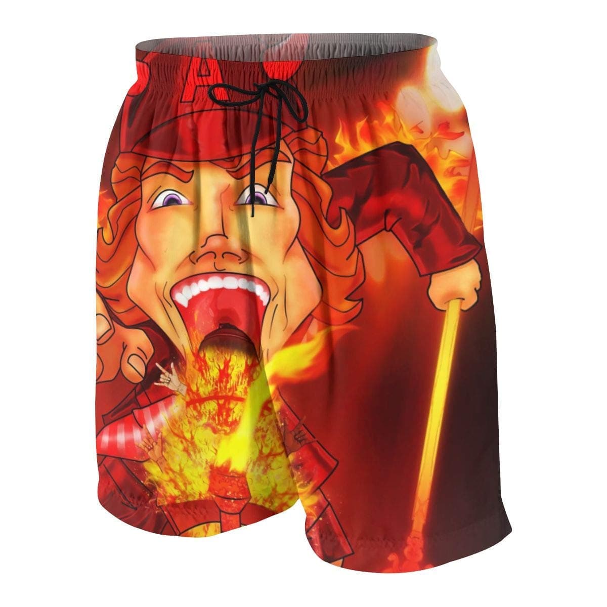 ACDC Men's Beach Swimming Trunks Boxer Brief Quick Dry Swimsuit Underwear Boardshorts with Pocket White