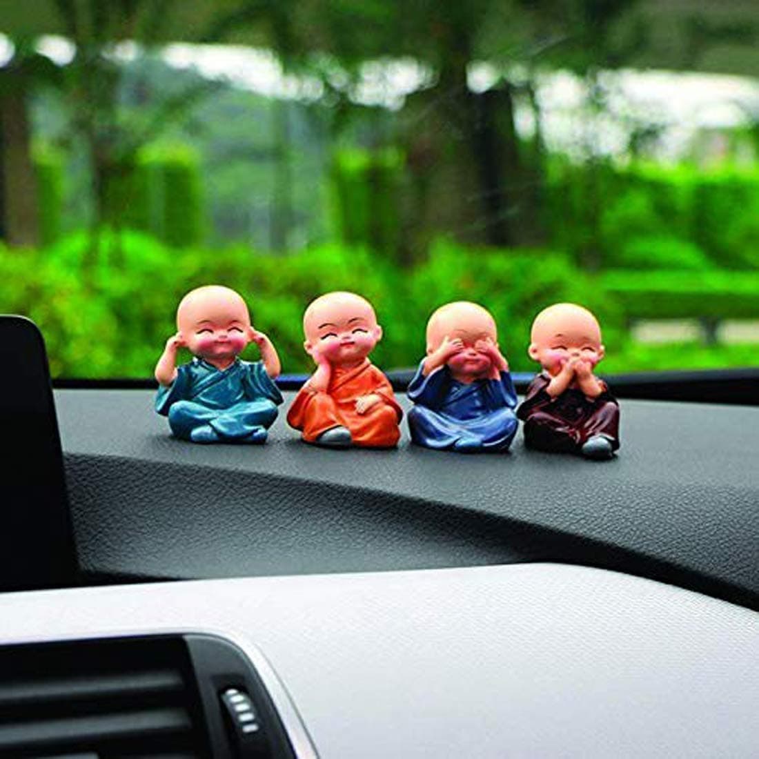 ANAB GI 4PCS Little Monk Cute Ornaments Car Interior Decoration Desk Decor (Multicolour, Standard