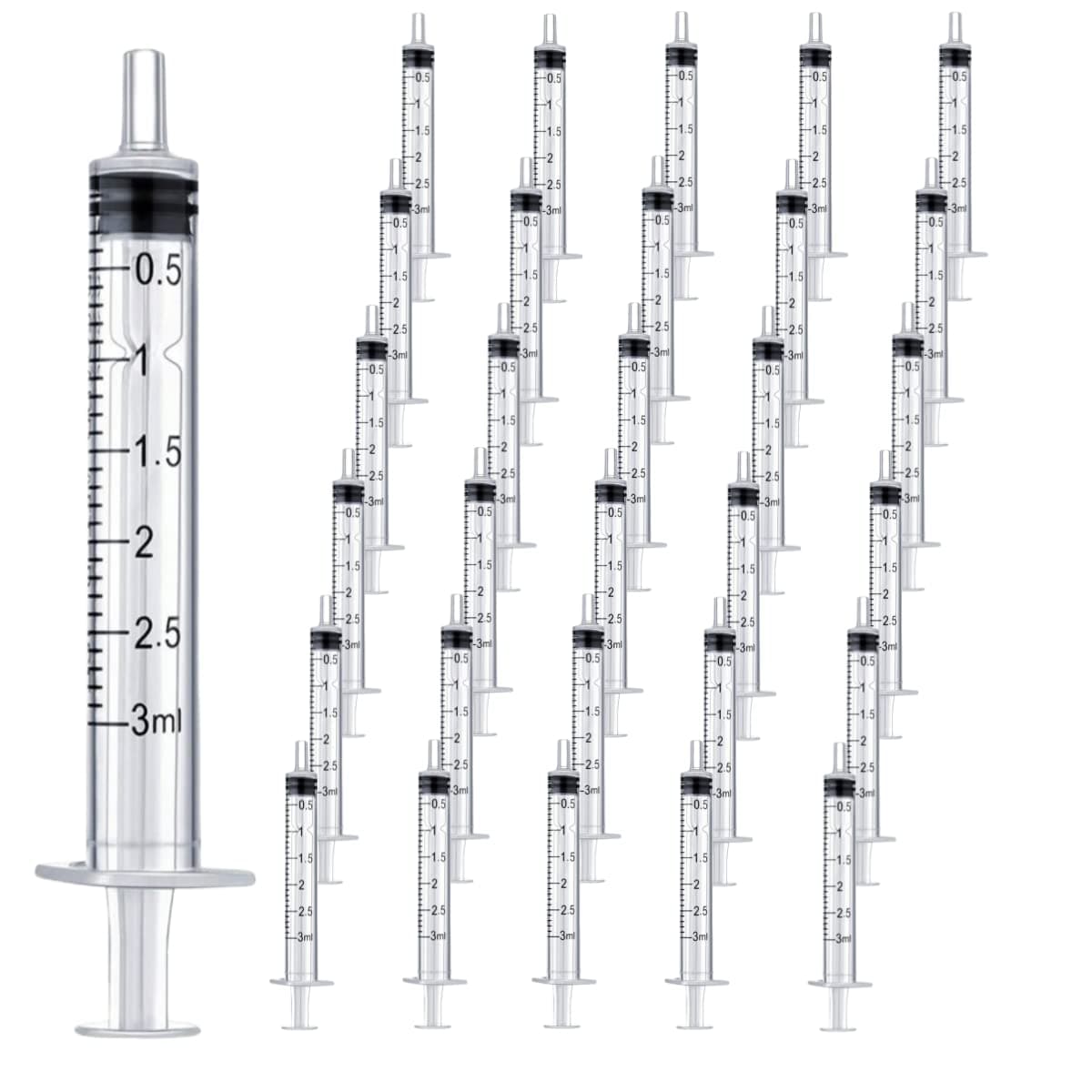 EGEN Syringe -Individually Sealed with Cap, Measurement, for Scientific Labs, Measuring Liquids, Feeding Pets, Oil or Glue Applicator (30 Pack 3ML)