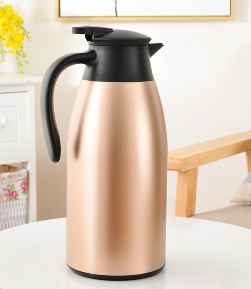 Haosens 2.1Litre/71 ounce Vacuum Insulation Pot Coffee Carafe Home Use Thermal Flasks,Stainless Steel Hotel Restaurant Coffee Pot Tea Insulation Pot (Matte Gold)