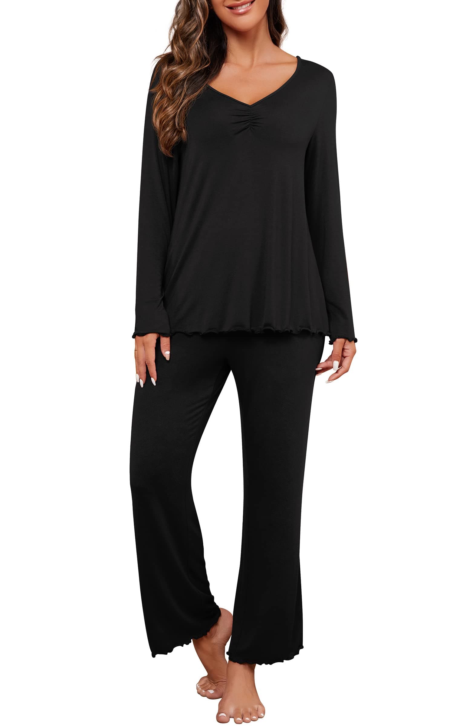 2025 Women's Pajama Set Long Sleeve Sleepwear Ladies Lounge Set Soft Pjs Loungewear