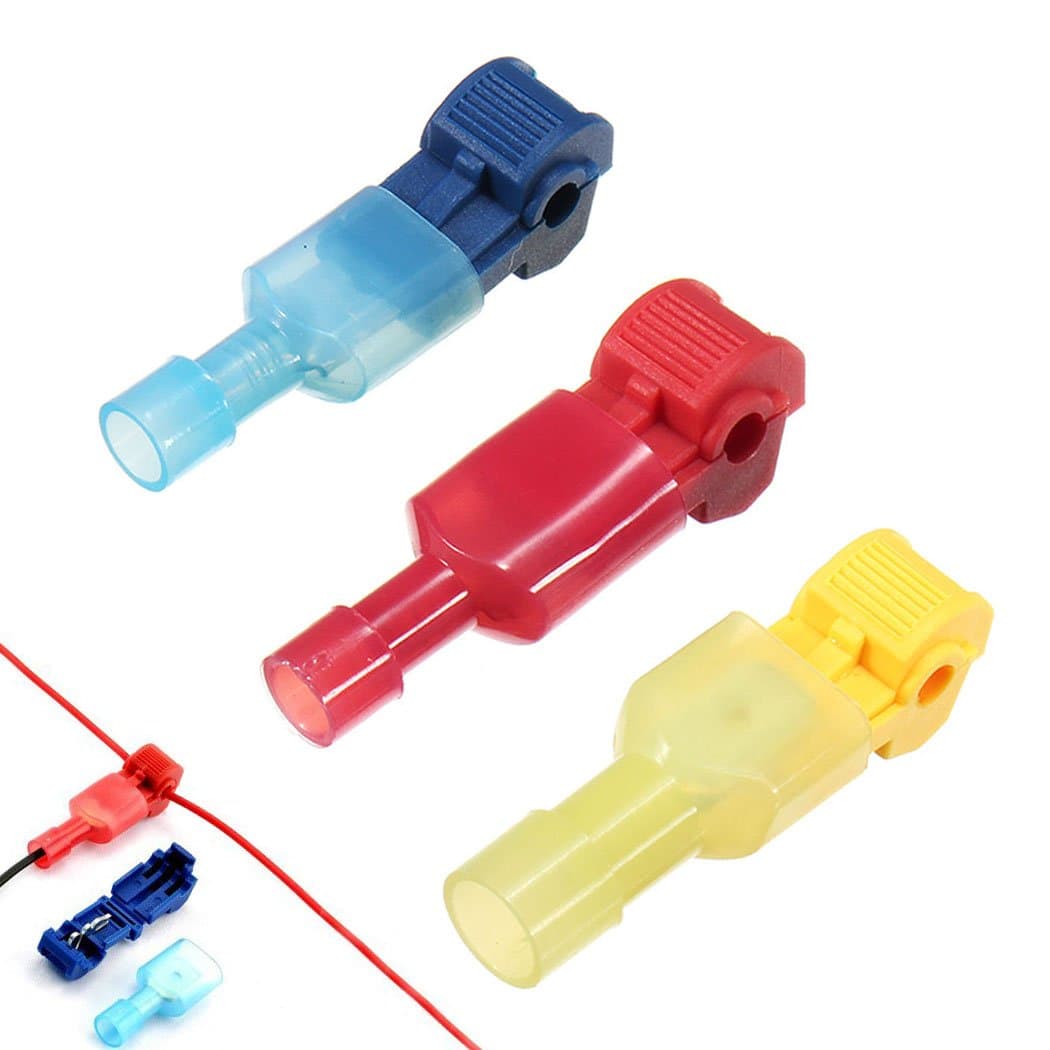 Gasea 60pcs T-Tap Wire Connectors Kit, Quick Splice Spade Electrical Crimp Terminals, Self-Stripping Nylon Fully Insulated Male Disconnects