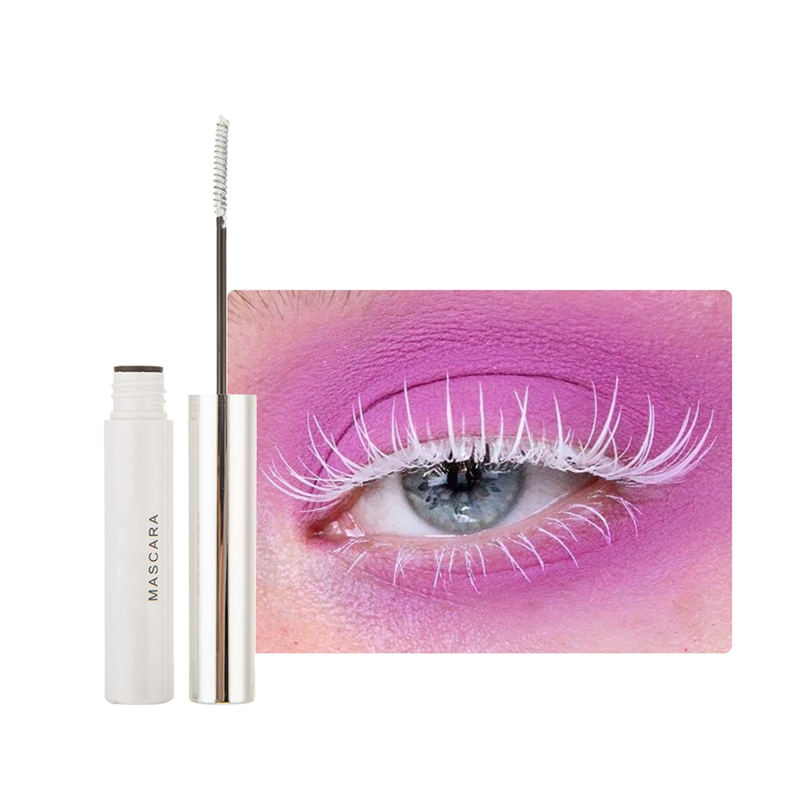 RoseFlower Waterproof Color Mascara Eyeliner Charming Longlasting Mascara for Eyelash Eye Makeup - Perfect for Day or Night Stage, Clubbing or Costume Makeup, White