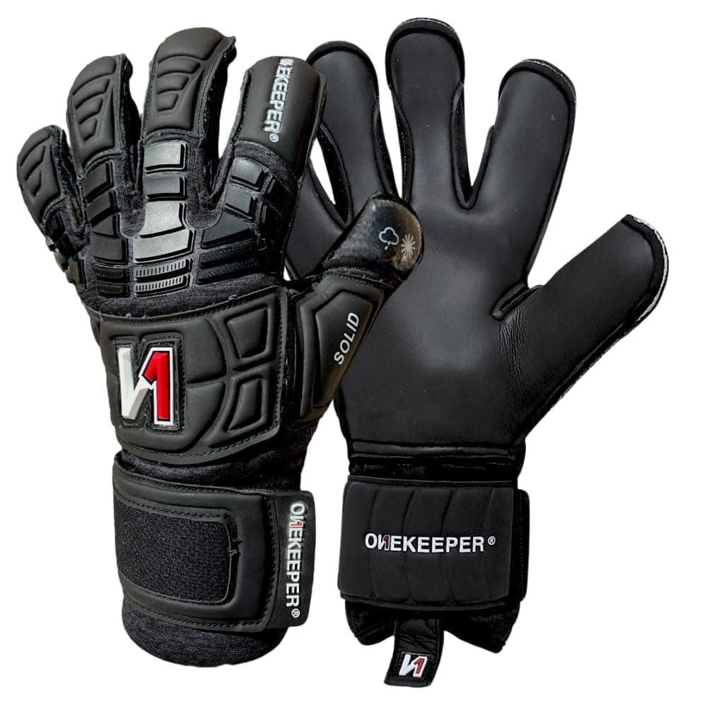 Solid All White or All Black Professional-Level Goalkeeper Gk Goalie Glove for Kids - Youth - Adults | Removable Fingersaves (Spines not Included) | 3.5 mn Contact Latex | Hybrid Cut