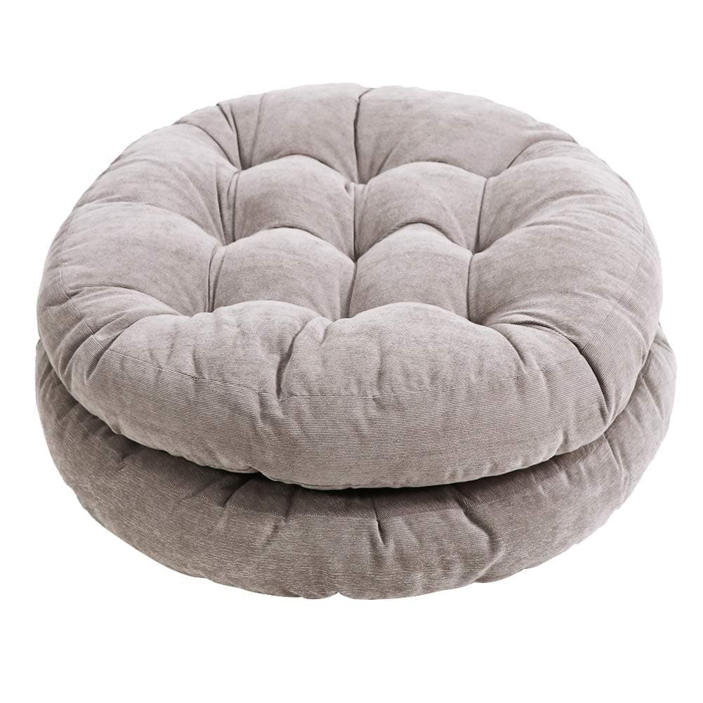 Tiita Floor Pillow Cushion, Round Seat Cushion, Outdoor Floor Pad, Meditation Cushion for Yoga Living Room Sofa Balcony, Set of 2, 22x22 Inch, Grey