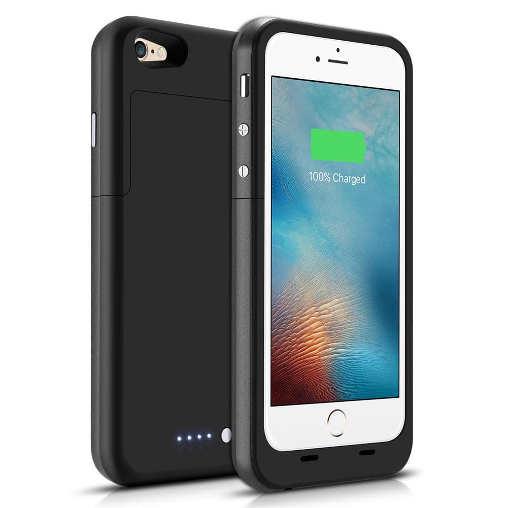 TQTHL iPhone 6 6s Battery Cases, 3800mAh External Rechargeable Protective Portable Charging Case for iPhone 6s 6 Extended Battery charger Cases Power Bank Pack -Black