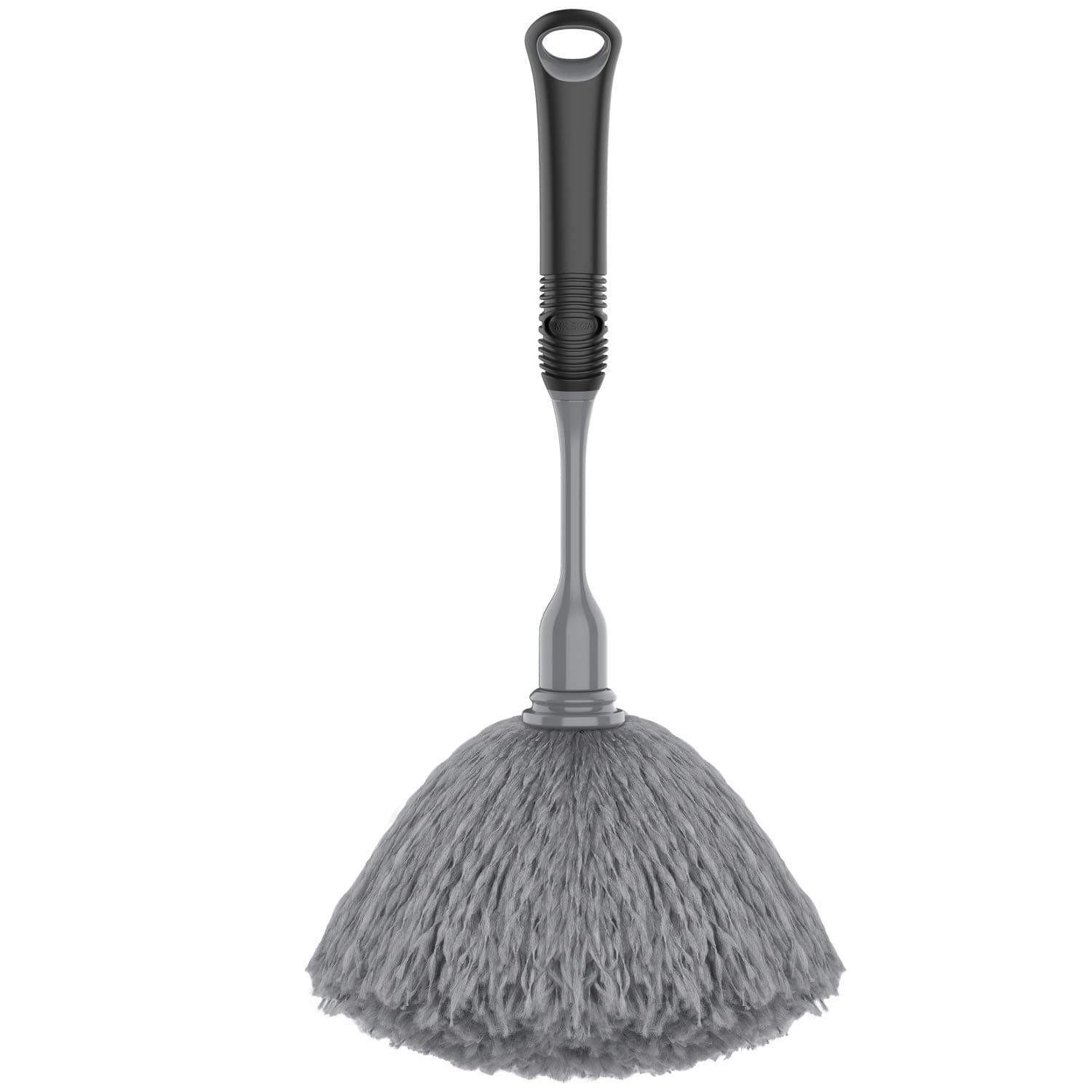 Sponsored Ad - MR.SIGA Microfiber High Density Mini Duster, Dusting Mop, Comfortable Non-Slip Handle, Removable Washable Duster Head, Grey & Black