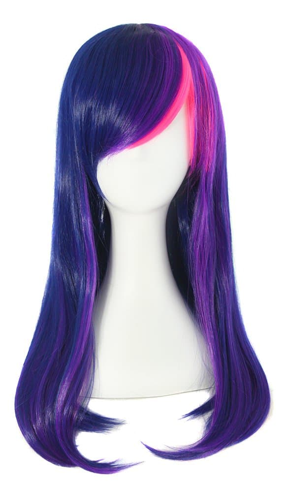 55cm Multi-Color Long Straight Cosplay Wig (Purple/ Pink)