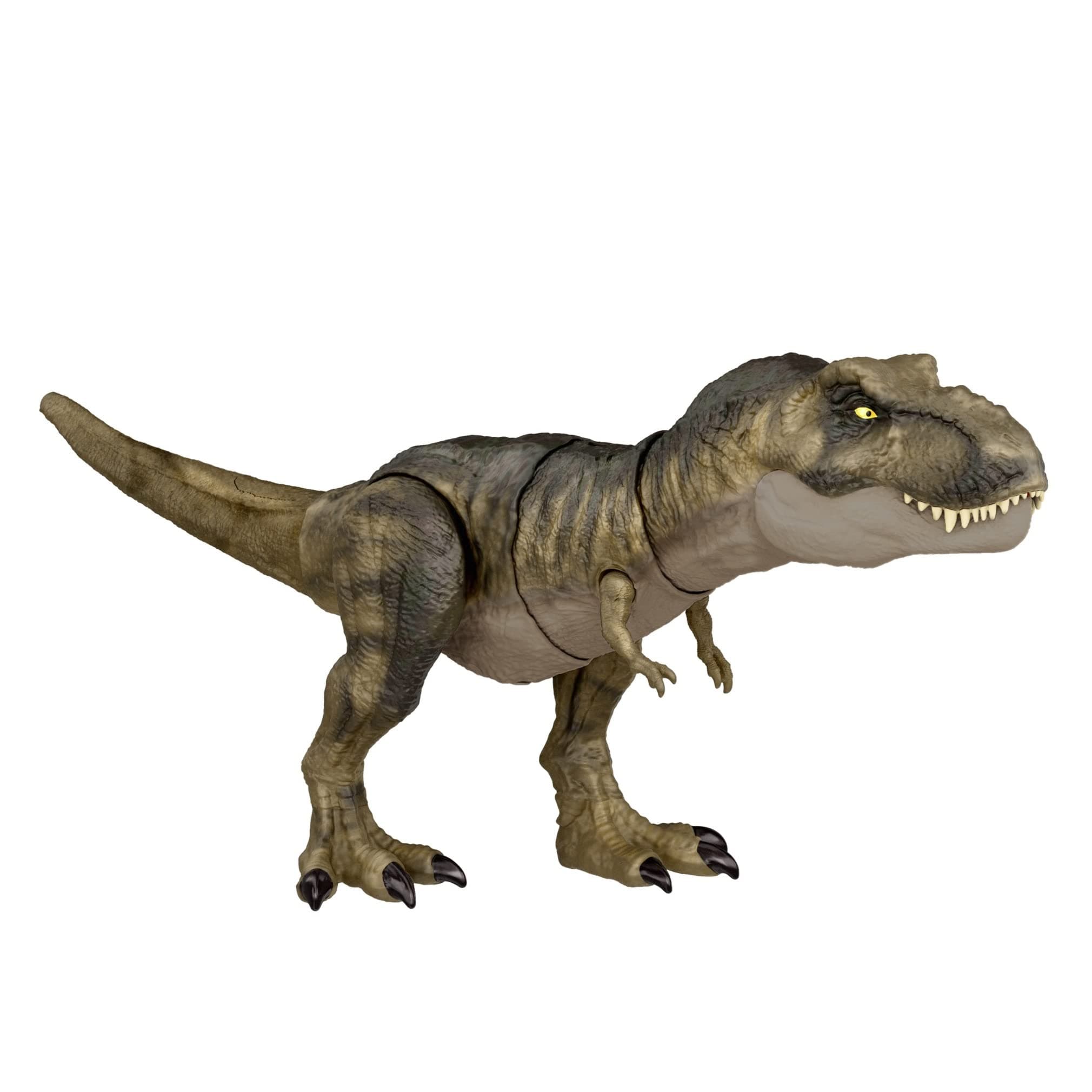 Mattel Jurassic World Dominion Thrash ‘N Devour Tyrannosaurus T Rex Action Figure Toy with Sound and Motion for Battle Play