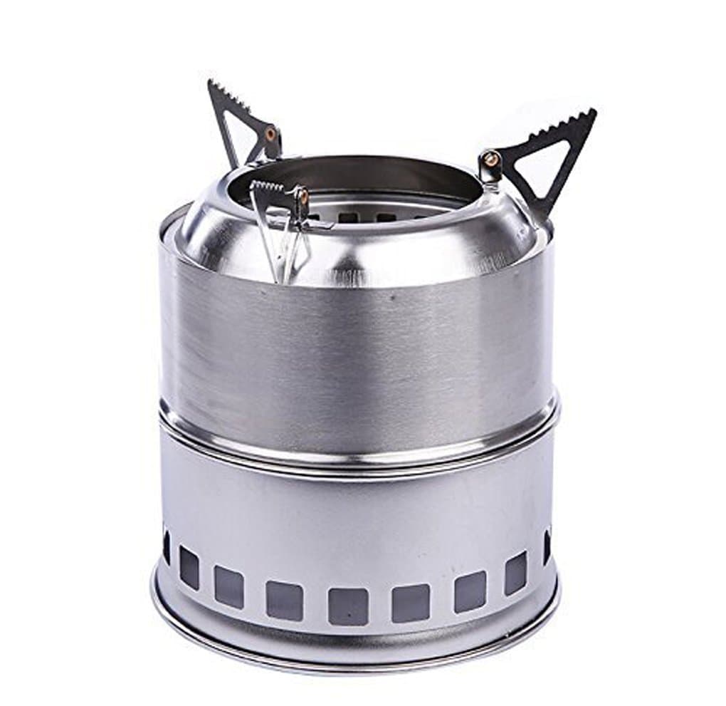 Qunqi Stainless steel Wood Burning Backpacking Stove Outdoor Survival Camping Carbon Hunting Emergency Preparation Camping Stove