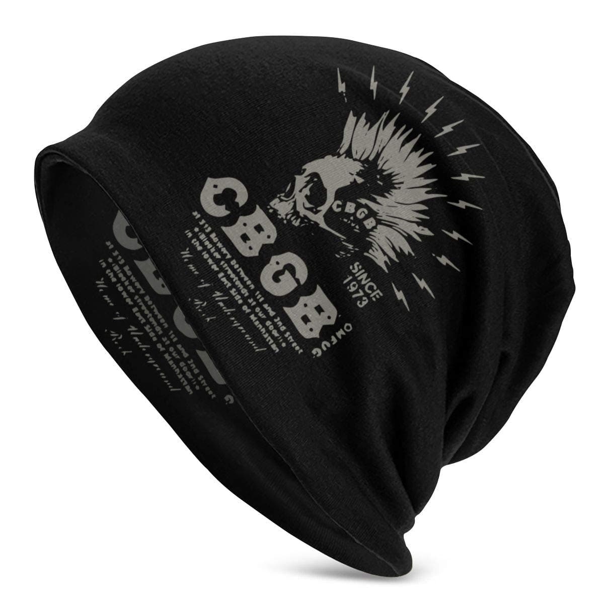 CBGB New York Rock Club , Knit Hat Beanie Hat for Adult - Warm Soft Stretch Cap Slouchy Sports Black