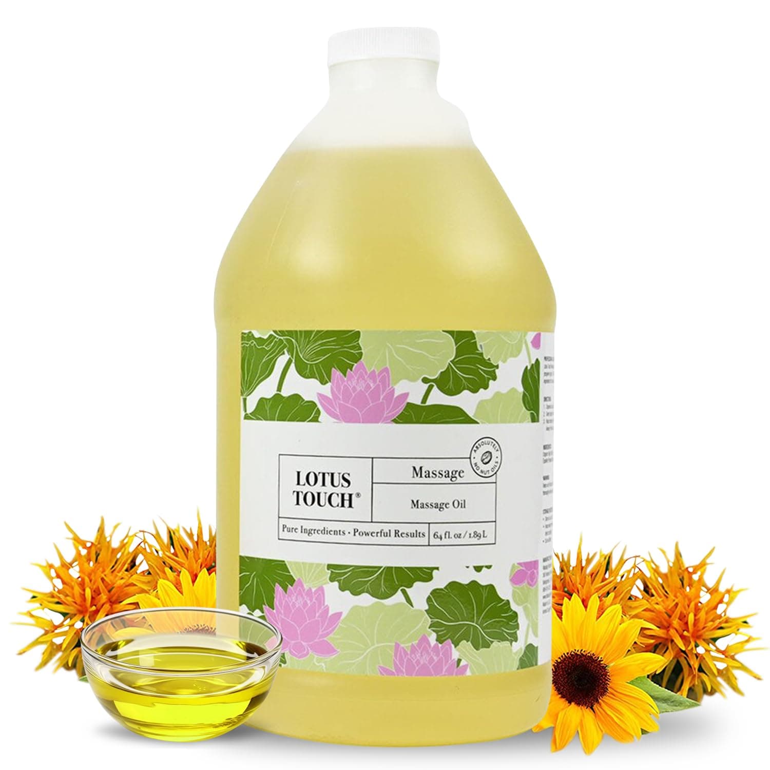- Organic Naturals Massage Oil by Lotus Touch - 100% Certified Organic - High Glide, Easy Workability - Pure Flax Seed, Olive Oil, Jojoba Oil, Shea Butter, Vitamin E Nourish and Protect Skin 1/2 Gallon