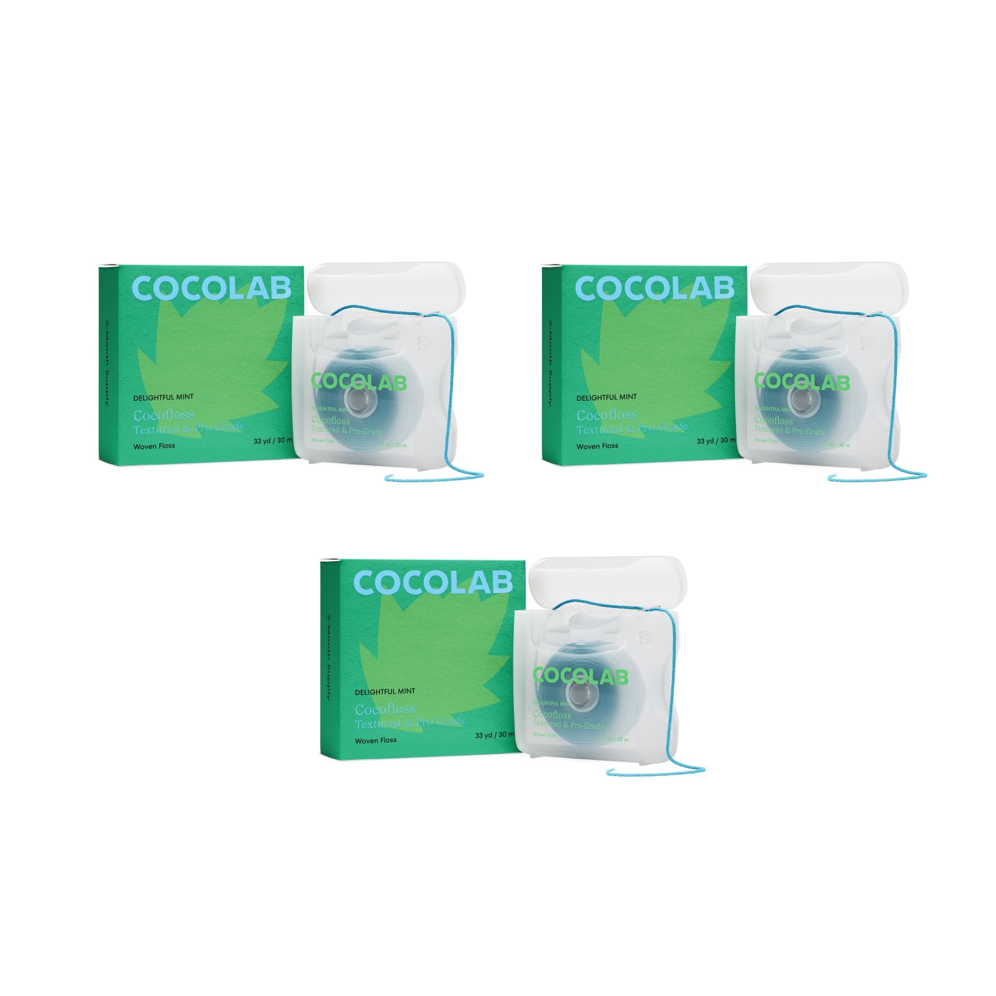 COCOFLOSS Coconut-oil infused luxury dental floss | Dentist Designed | Vegan and Cruelty-Free, GF | Floss Party for Men & Women | 6 month Supply (Mint)